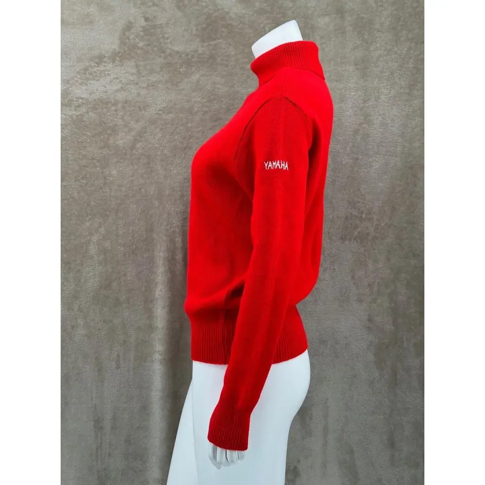 Vintage Yamaha‎ Sweater Womens Large Red Knit 100% Acrylic Turtleneck Nostalgia